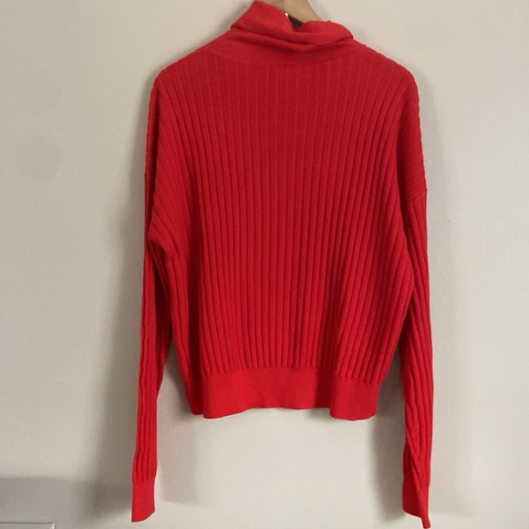 Reiss - Clarisse Red Ribbed Turtleneck Cotton Wool Blend Pullover Sweater - Picture 8 of 8